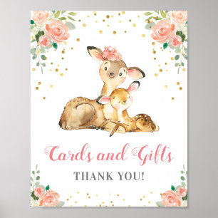 Cards and Gifts Deer Doe Girl Woodland Baby Shower Poster