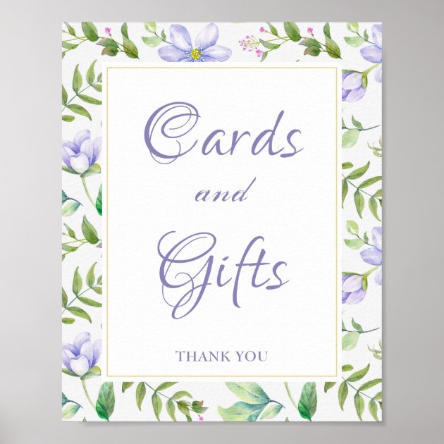 Cards And Gifts Dreamy Purple Floral Wedding Sign