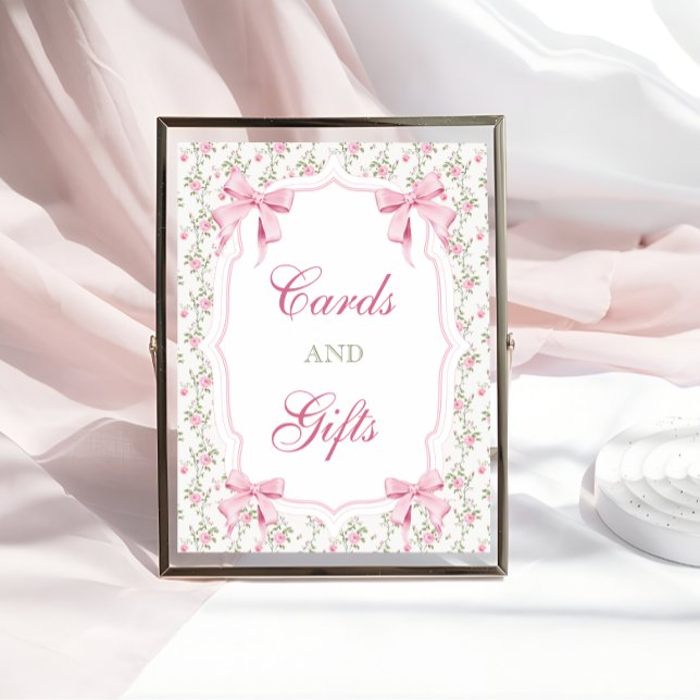 Cards and Gifts Elegant Pink Coquette Bow Birthday Poster (Creator Uploaded)