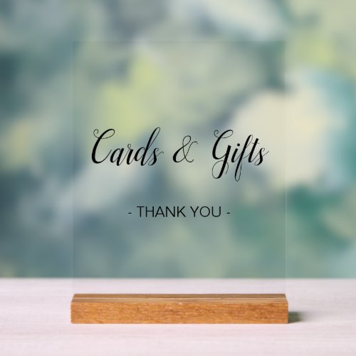 Cards and Gifts Elegant Script Minimal Acrylic Sign