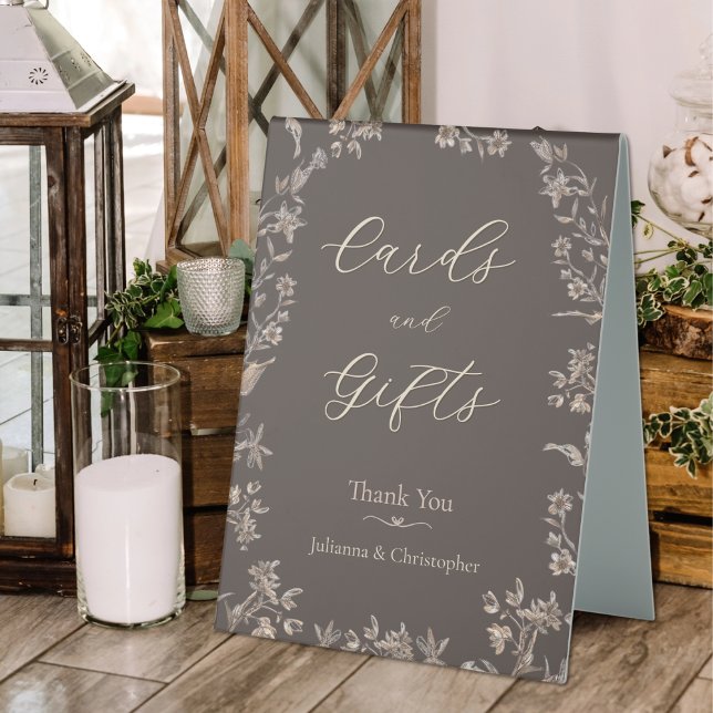 Cards and Gifts Elegant Wildflowers Mocha Script Table Tent (Creator Uploaded)