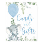 Cards and gifts elephant balloons baby shower sign