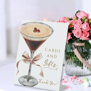 Cards and Gifts Espresso Martini Bridal Shower Pedestal Sign