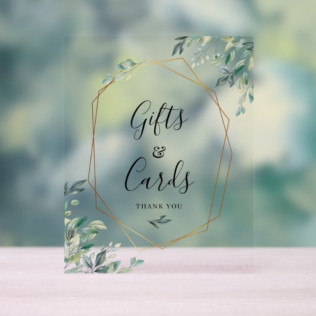 Cards and Gifts Eucalyptus Script Wedding Acrylic Sign (Neutral)