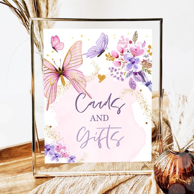 Cards and Gifts Floral Butterfly Garden Pink Girl  Poster (Creator Uploaded)