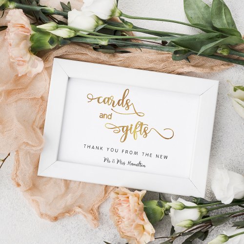 Cards and Gifts gold 8x10 Modern Wedding Sign