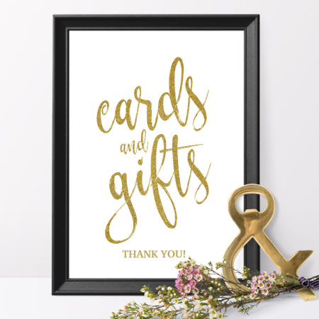 Cards And Gifts Gold Glitter 8x10 Wedding Sign