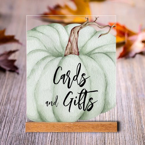 Cards and Gifts Green Pumpkin Baby Shower Acrylic Sign