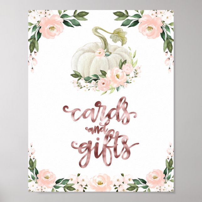 Cards and Gifts Greenery Fall Baby Shower Sign (Front)