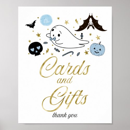 Cards and Gifts Halloween Boy Baby Shower Sign