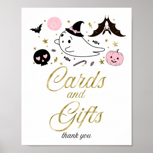 Cards and Gifts Halloween Girl Baby Shower Sign