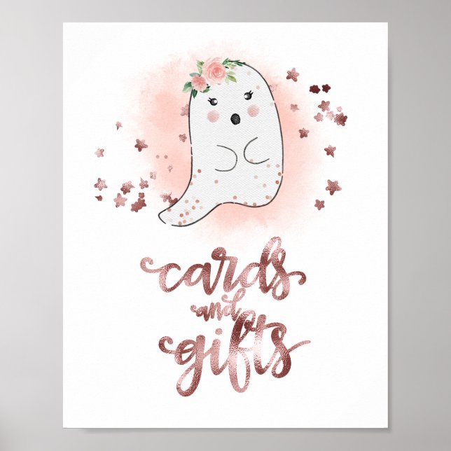 Cards and Gifts Halloween Girl Baby Shower Sign (Front)