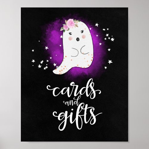 Cards and Gifts Halloween Girl Baby Shower Sign