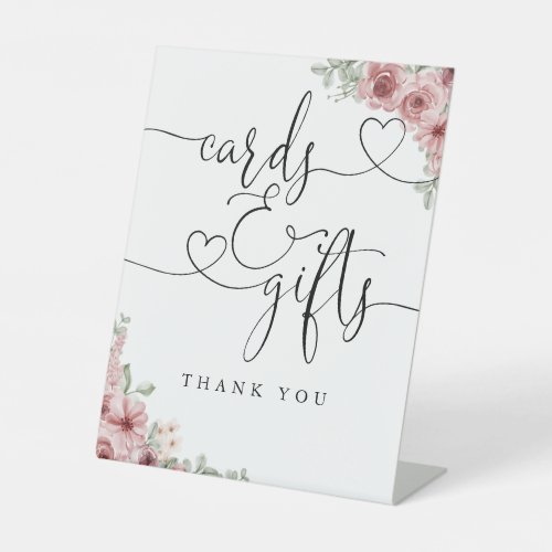 Cards And Gifts Heart Script Roses Floral Pedestal Sign