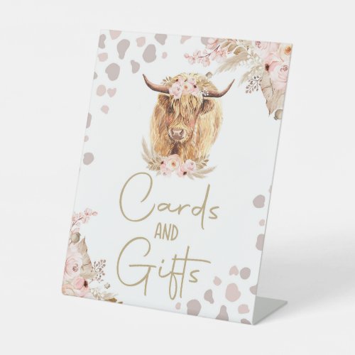 Cards and Gifts Highlander Cow Boho Farm Birthday Pedestal Sign