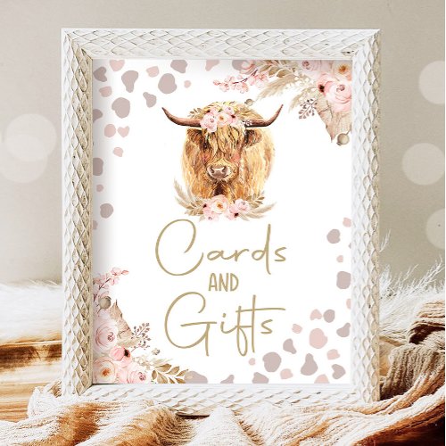 Cards and Gifts Highlander Cow Boho Farm Birthday Poster