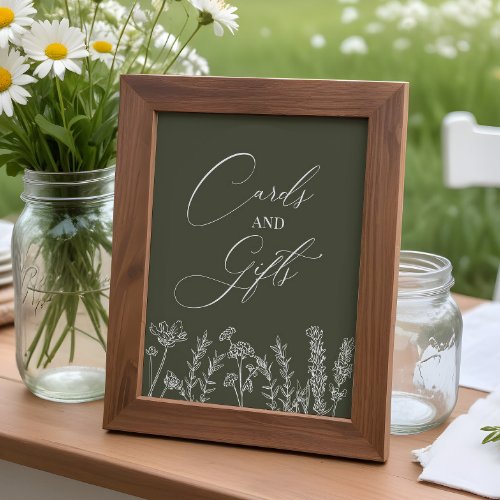 Cards and Gifts Hunter Green Wildflower Wedding Poster