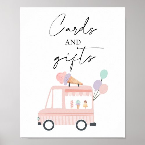 Cards and Gifts Ice Cream Truck Pink Girl Birthday Poster