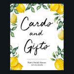 Cards and Gifts lemons poster sign<br><div class="desc">Cards and Gifts signs for party with a gorgeous decor of watercolor lemons.</div>