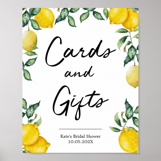 Cards and Gifts lemons poster sign (Front)