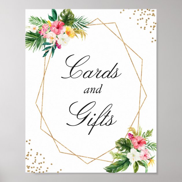 Cards And Gifts Modern Gold Tropical Floral Leaves Poster