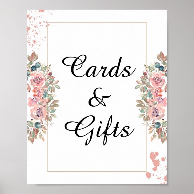  Cards and gifts modern rose gold floral wedding  Poster (Front)