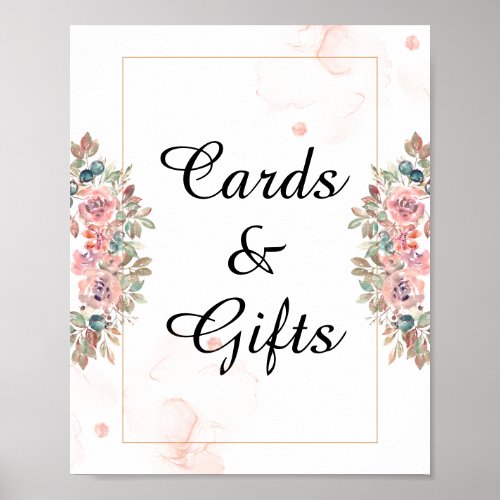  Cards and gifts modern rose gold floral wedding   Poster