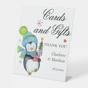 Cards And Gifts Modern Wedding Event Christmas Pedestal Sign