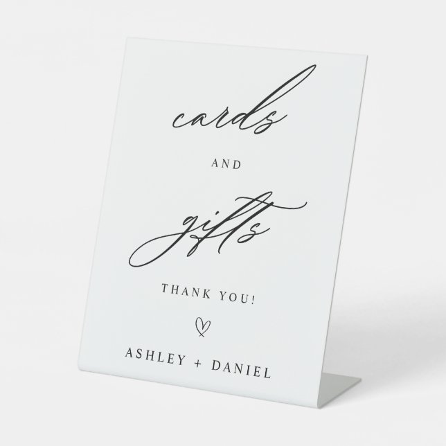Cards and Gifts Modern  Wedding Pedestal Sign (Front)