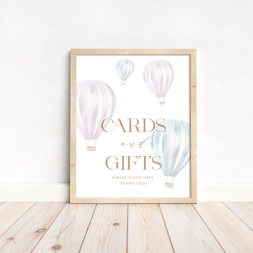 Cards and Gifts Pink and Blue Table Sign