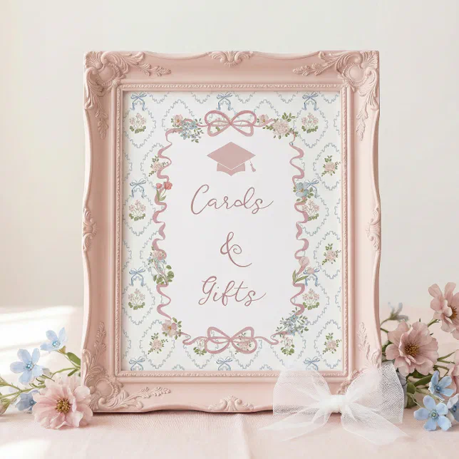 Graduationa Signs Pink Cards and Gifts Pink Bow Graduation Sign | Zazzle