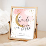 Cards and Gifts Pink Gold Moon Baby Shower Table Poster<br><div class="desc">A perfect frameable poster for your Gift Table. Personalize with your name and shower date using the template form.</div>