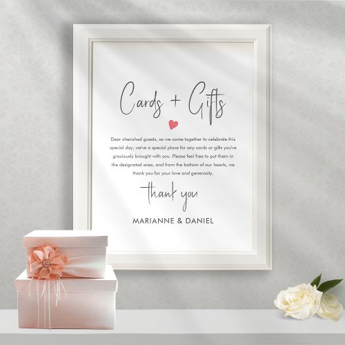 Cards and Gifts Pink Heart Wedding  Poster