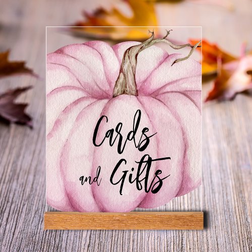 Cards and Gifts Pink Pumpkin Baby Shower Acrylic Sign