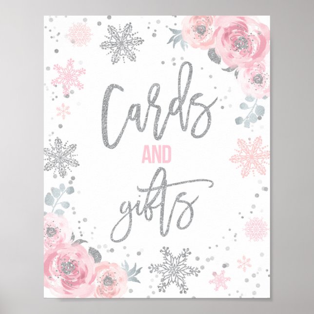 Cards And Gifts Pink Winter ONEderland Party Poster (Front)