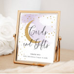 Cards and Gifts Purple Gold Moon Baby Shower Table Poster<br><div class="desc">A perfect frameable poster for your Gift Table. Personalize with your name and shower date using the template form.</div>