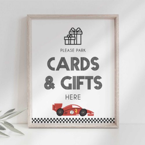 Cards and Gifts Race Car Party Sign