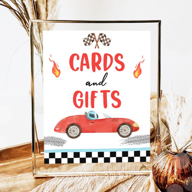 Cards and Gifts Red Race Car Two Fast Birthday  Poster (Creator Uploaded)