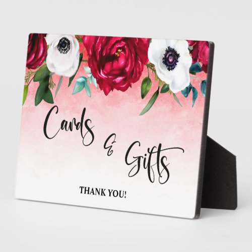 Cards and Gifts Red White Floral Plaque