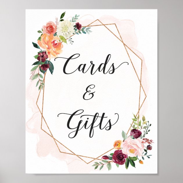 Cards And Gifts | Romantic Floral Wedding Sign