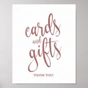 Cards and Gifts Rose Gold Glitter Wedding Sign