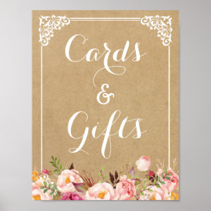 Cards and Gifts   Rustic Floral Kraft Wedding Sign