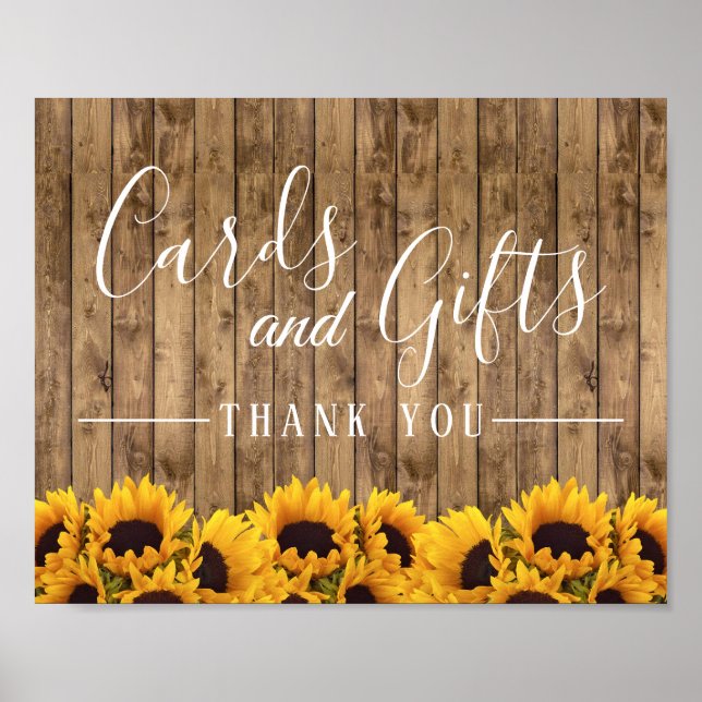 Cards and Gifts | Rustic Sunflower Floral Wedding Poster (Front)