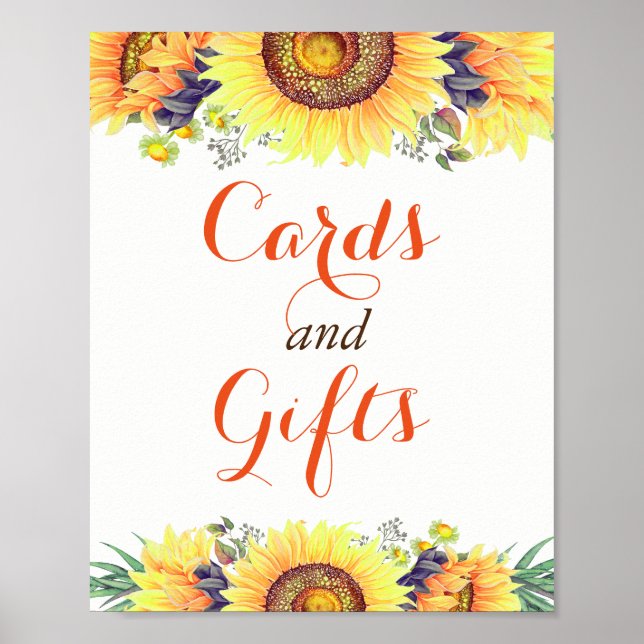 Cards and Gifts Rustic Sunflowers Wedding Sign (Front)