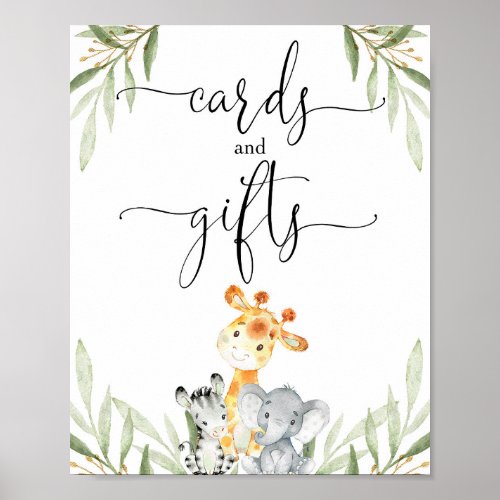 Cards and gifts safari animals baby shower sign