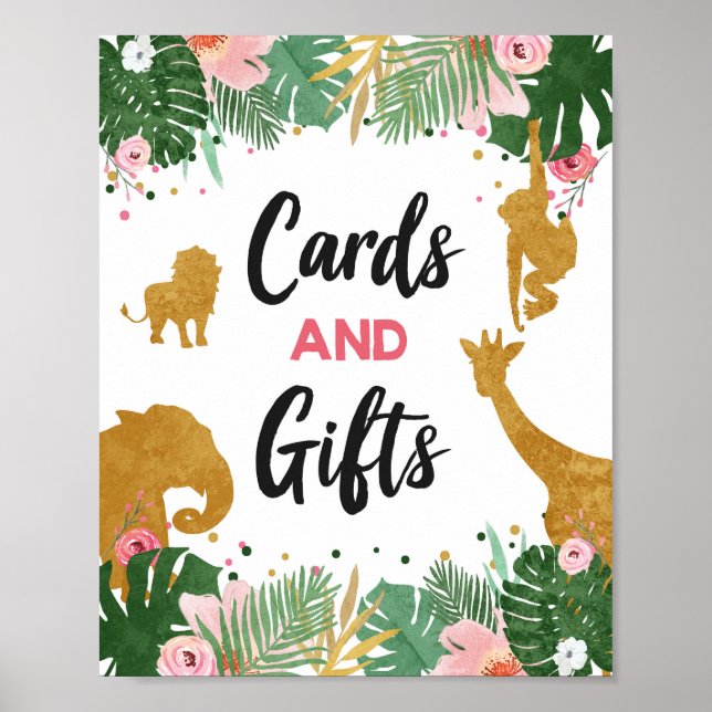 Cards and Gifts Safari Animals Girl Birthday Sign (Front)
