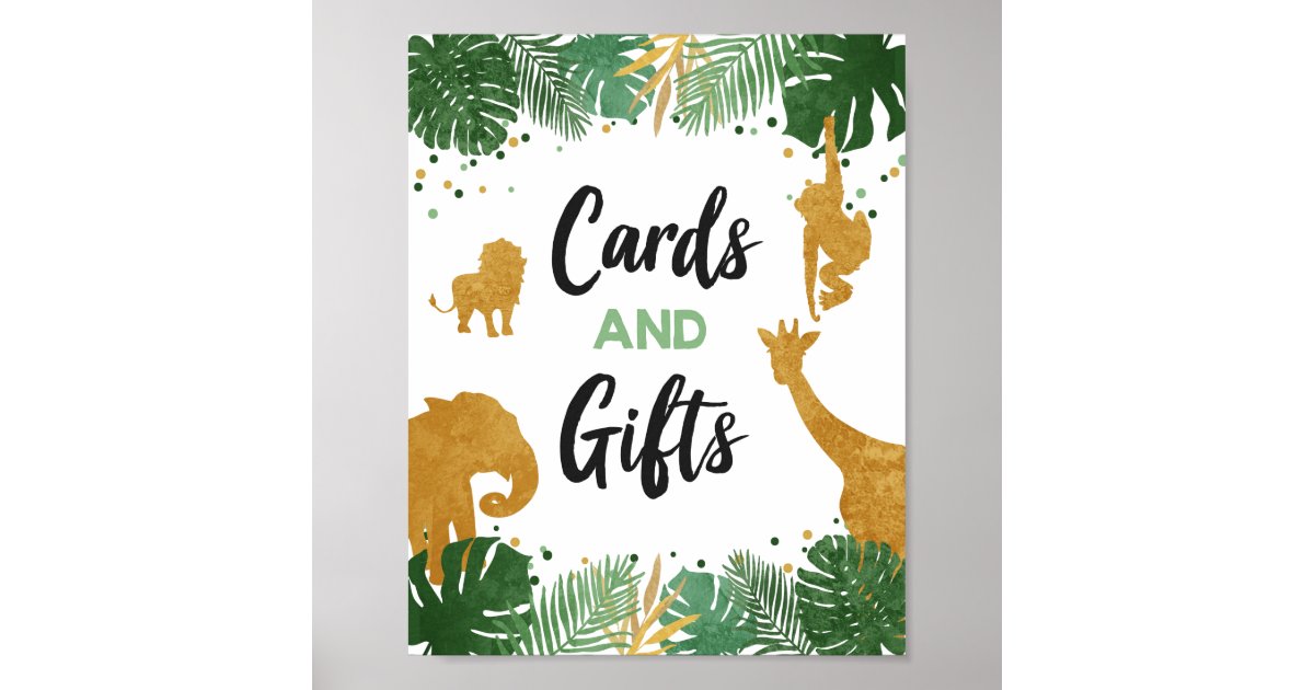 Cards and Gifts Safari Animals Gold Birthday Party Poster | Zazzle