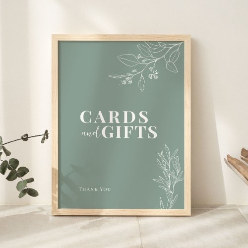 Cards and Gifts Sage Green Wedding Sign 