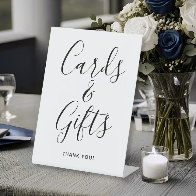 Cards And Gifts Script Calligraphy Wedding Pedestal Sign (Cards And Gifts Script Calligraphy Wedding Pedestal Sign
)