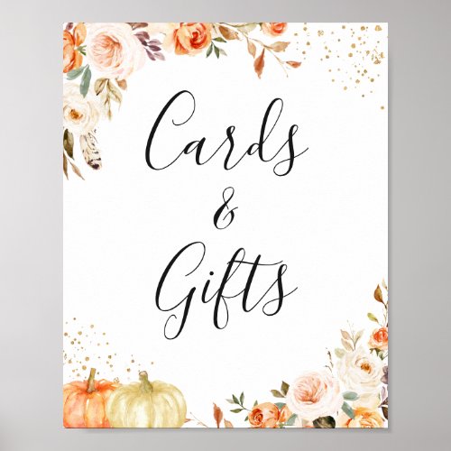 Cards and Gifts Sign Autumn Leaves Floral Pumpkins